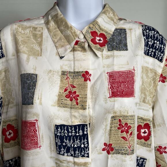 Alfred Dunner Women's Patchwork Floral Button Up Blouse Size 16 Career Classic - Picture 7 of 14